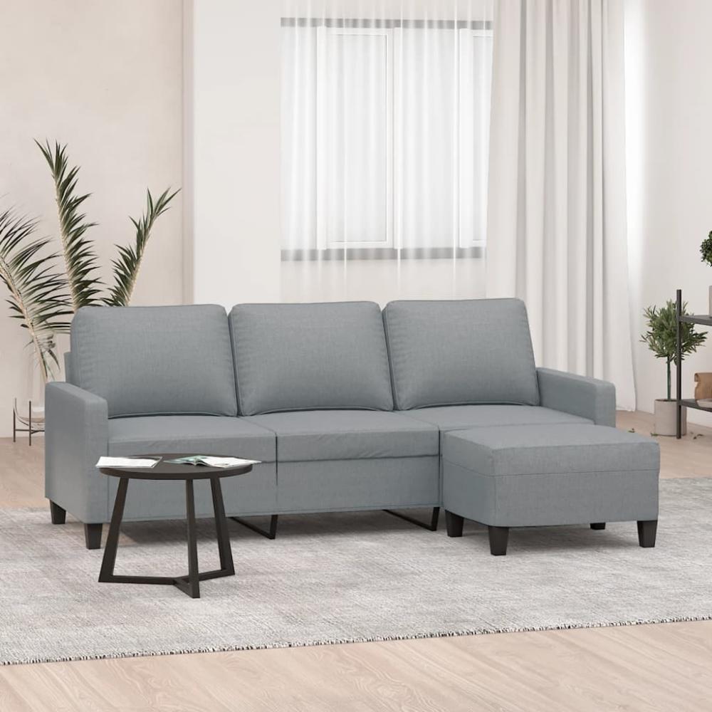 vidaXL 3-Sitzer-Sofa mit Hocker Hellgrau 180 cm Stoff 3201037 Bild 1