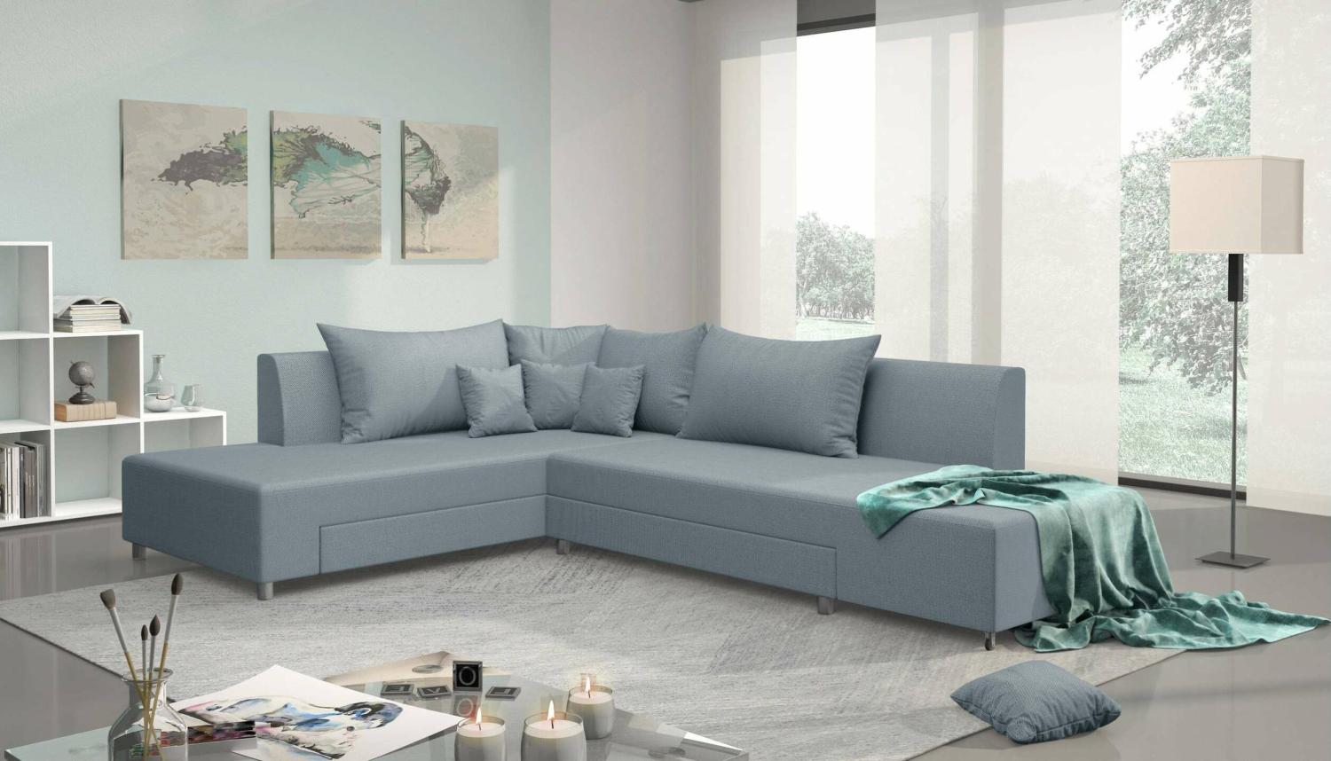 Stylefy Livia Ecksofa Blau Strukturstoff Bild 1