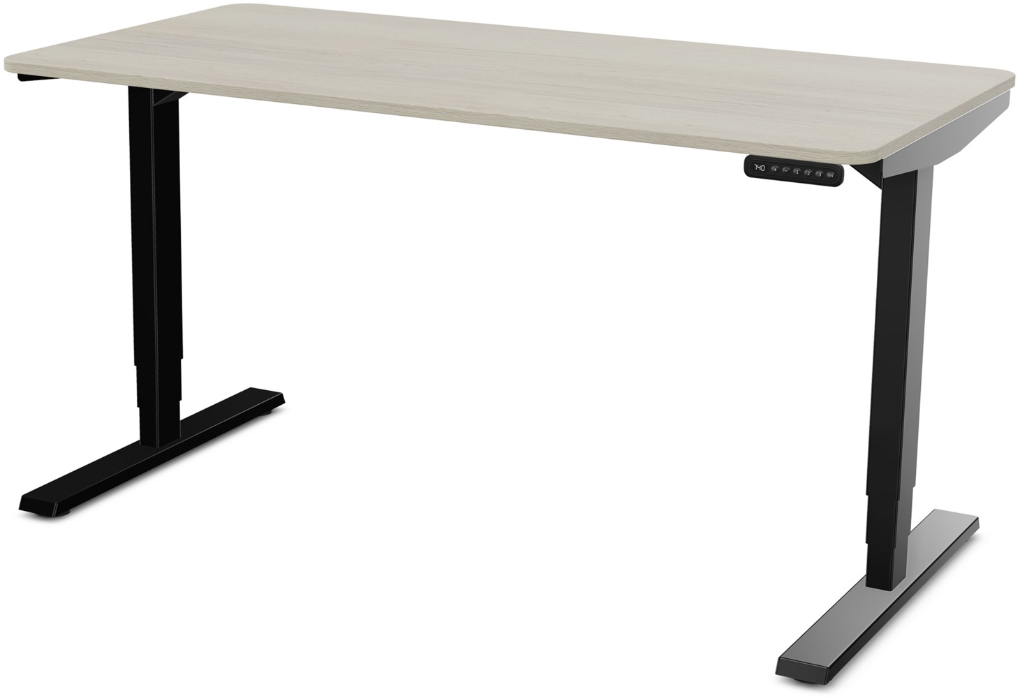 ASSMANN Elektrisch höhenverstellbarer Schreibtisch Y-Line Curved 140x70cm Eiche Polar Schwarz Metall Holz Bild 1