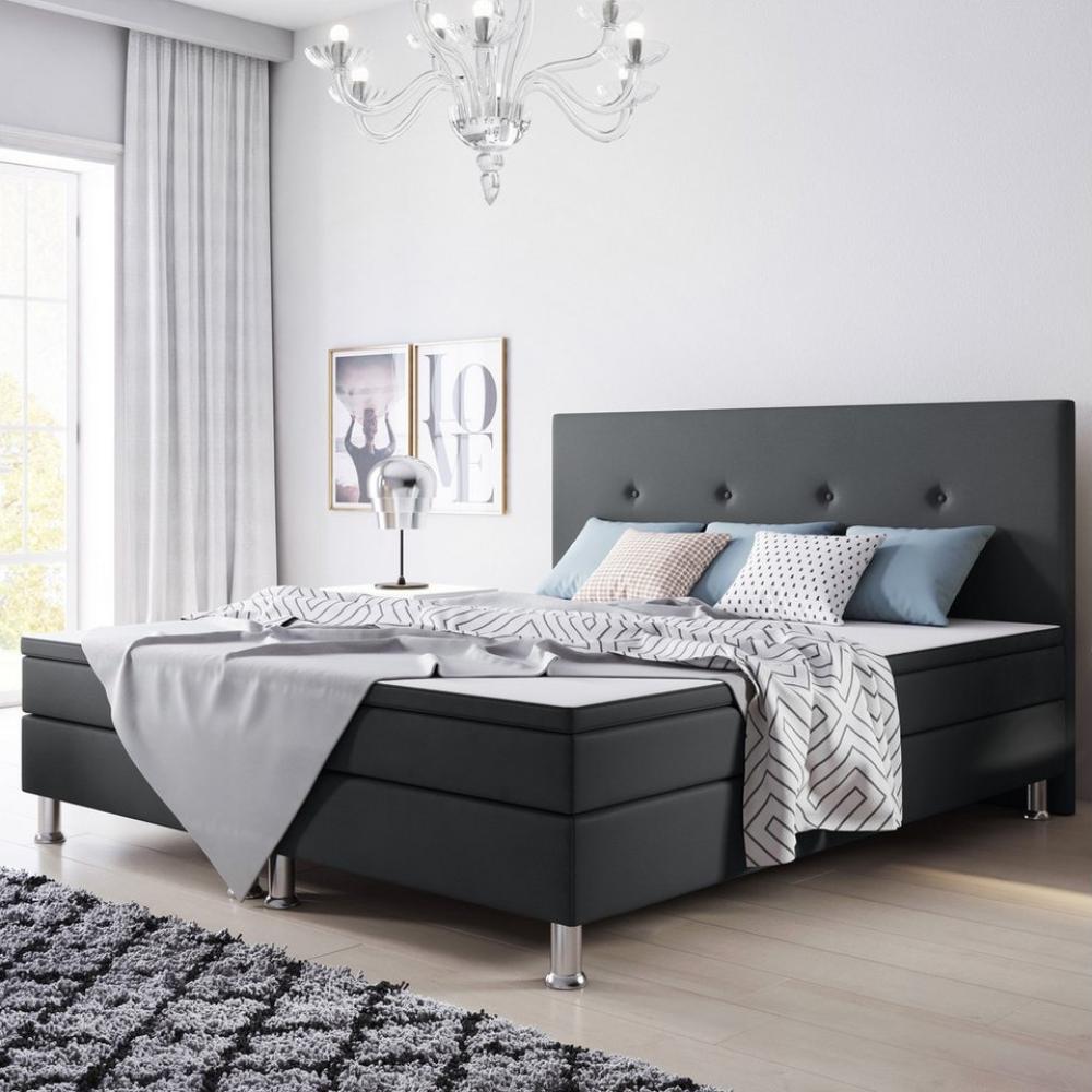 Boxspringbett Jump 180x200 Webstoff Anthrazit Typ 2 Bild 1