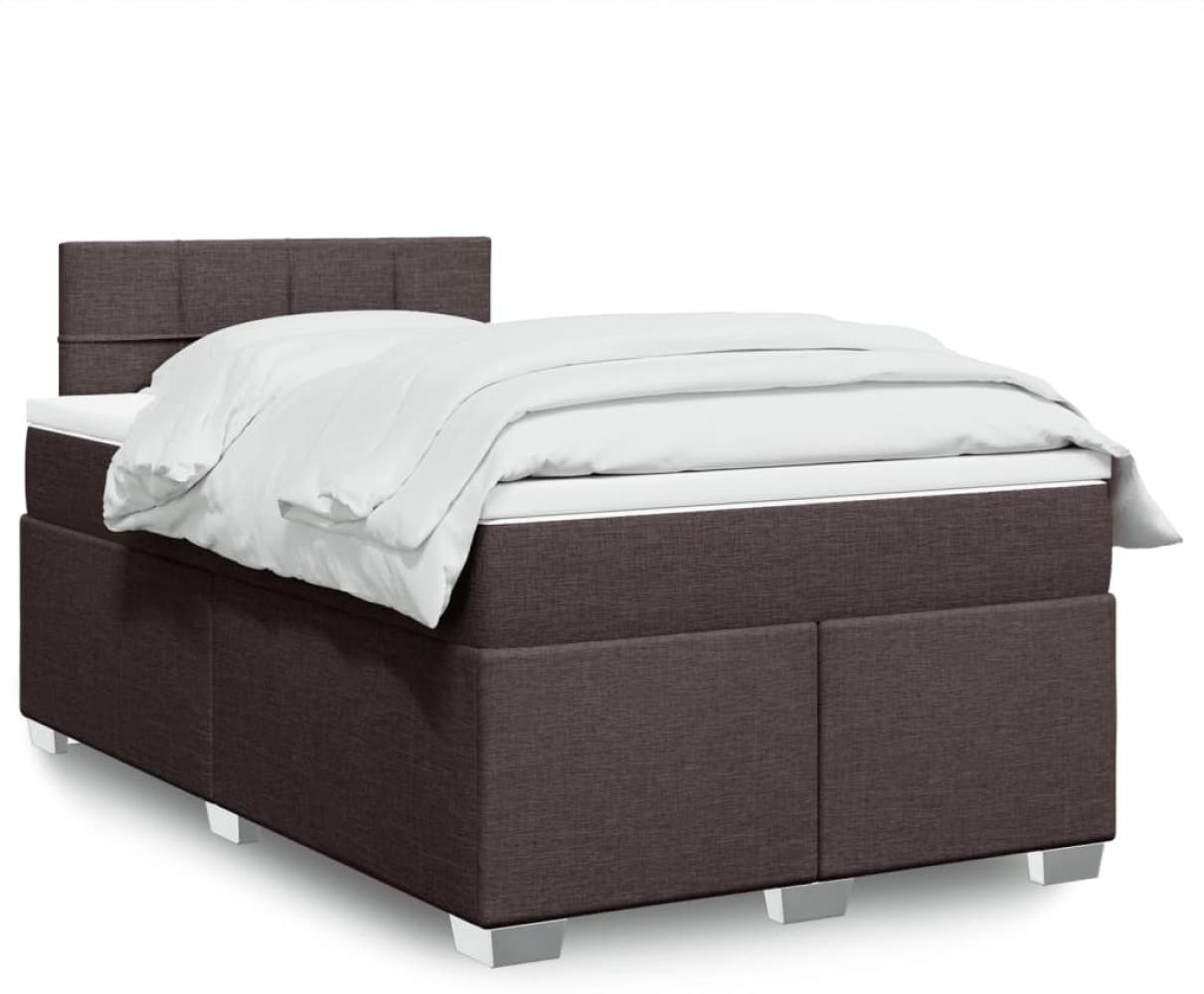 Boxspringbett mit Matratze, Stoff, Viereckige, grauer Fuß, Dunkelbraun, 120 x 200 cm, true Bild 1