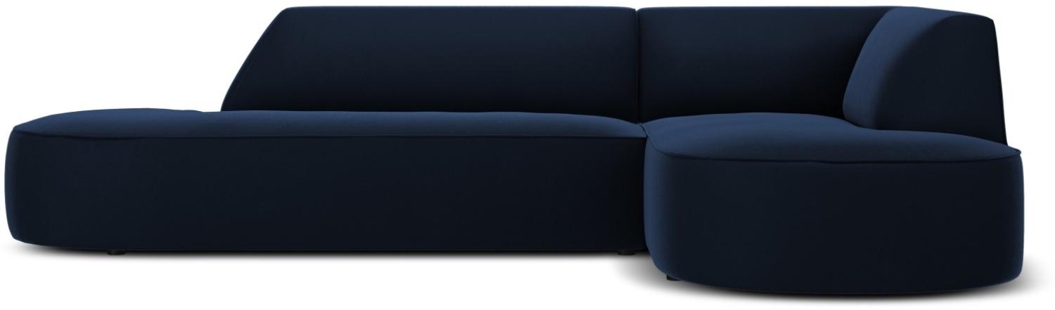 Micadoni 4-Sitzer Samtstoff Modular Ecke rechts Sofa Ruby | Bezug Royal Blue | Beinfarbe Black Plastic Bild 1