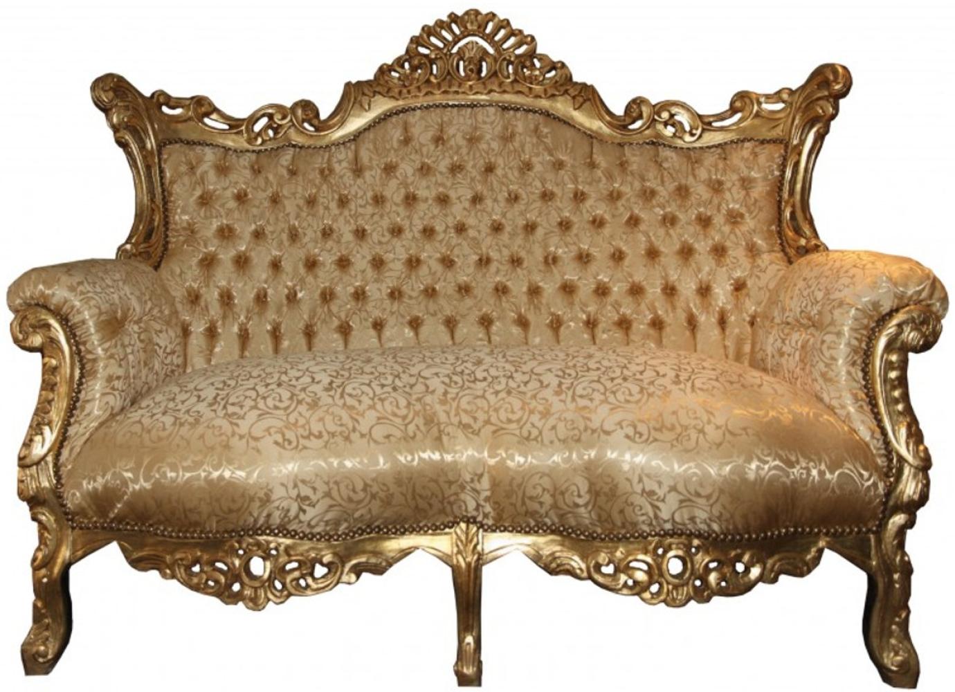 Casa Padrino Barock 2er Sofa Master Gold Muster / Gold - Wohnzimmer Couch Möbel Lounge Bild 1