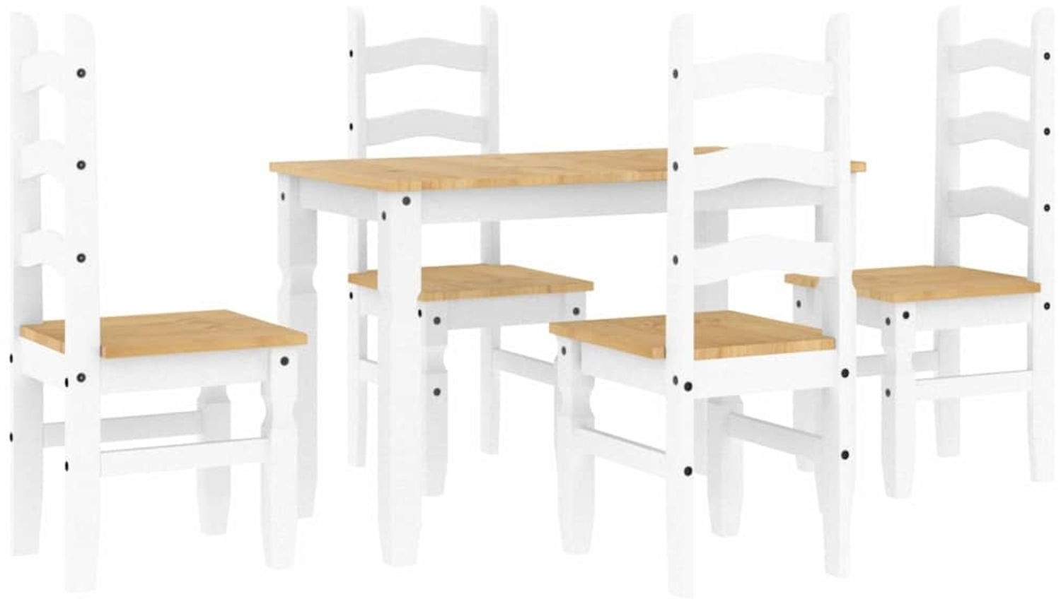 vidaXL 5-tlg. Essgruppe Panama Weiß Massivholz Kiefer 3345199 Bild 1