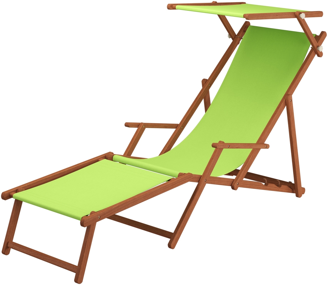 Sonnenliege pistazie Liegestuhl Fußteil Sonnendach Gartenliege Holz Deckchair Gartenmöbel 10-306 F S Bild 1