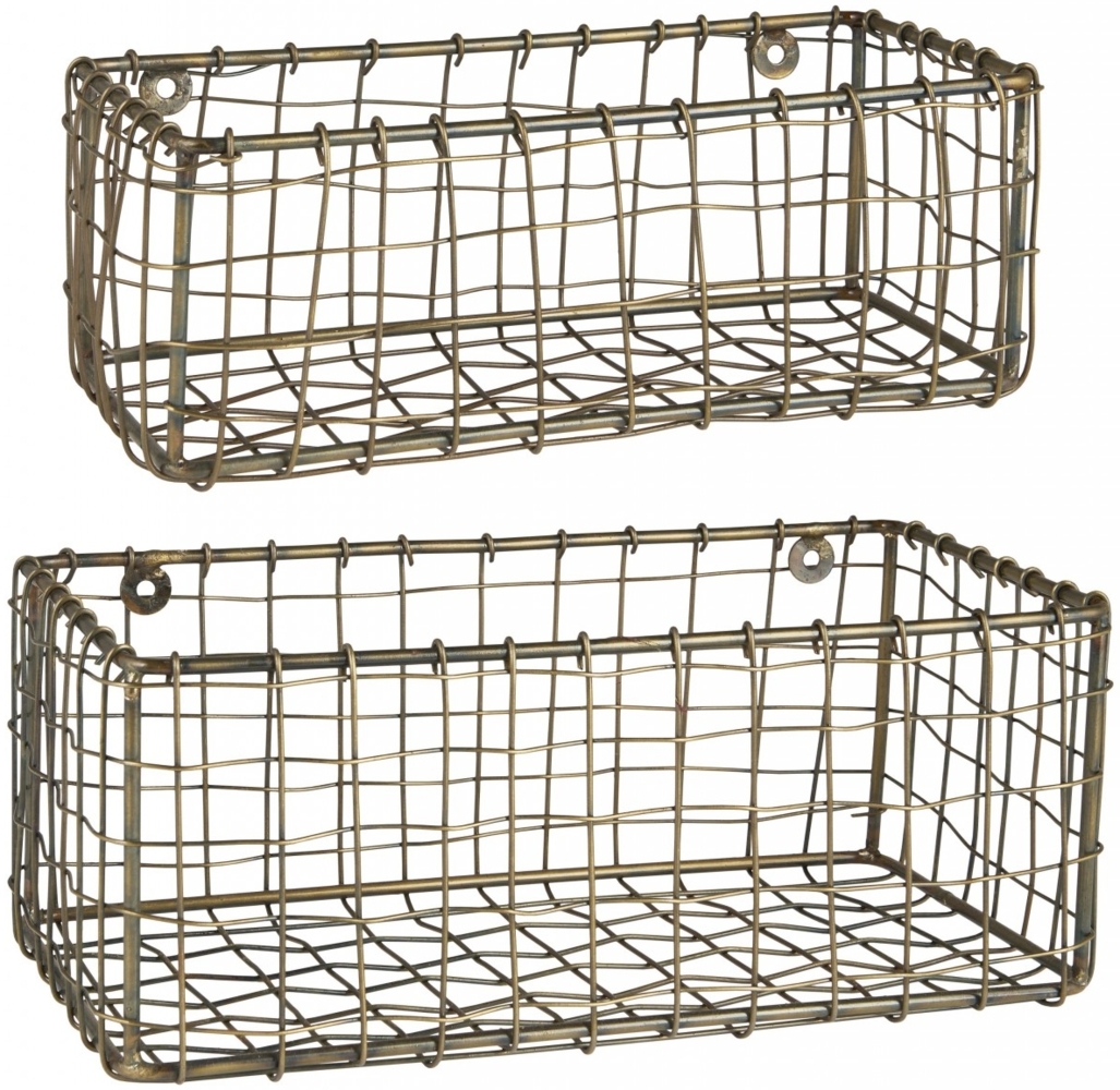 Ib Laurrsen - 2er Set Wandkorb Hängekorb Korb Metall Goldfarben 57346-17 Bild 1