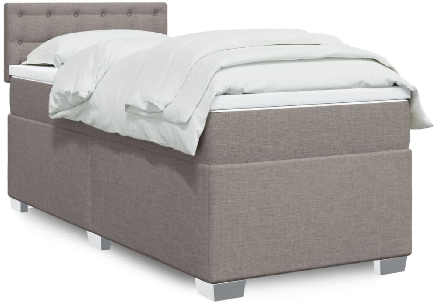 vidaXL Boxspringbett mit Matratze Taupe 90x200 cm Stoff 3288089 Bild 1