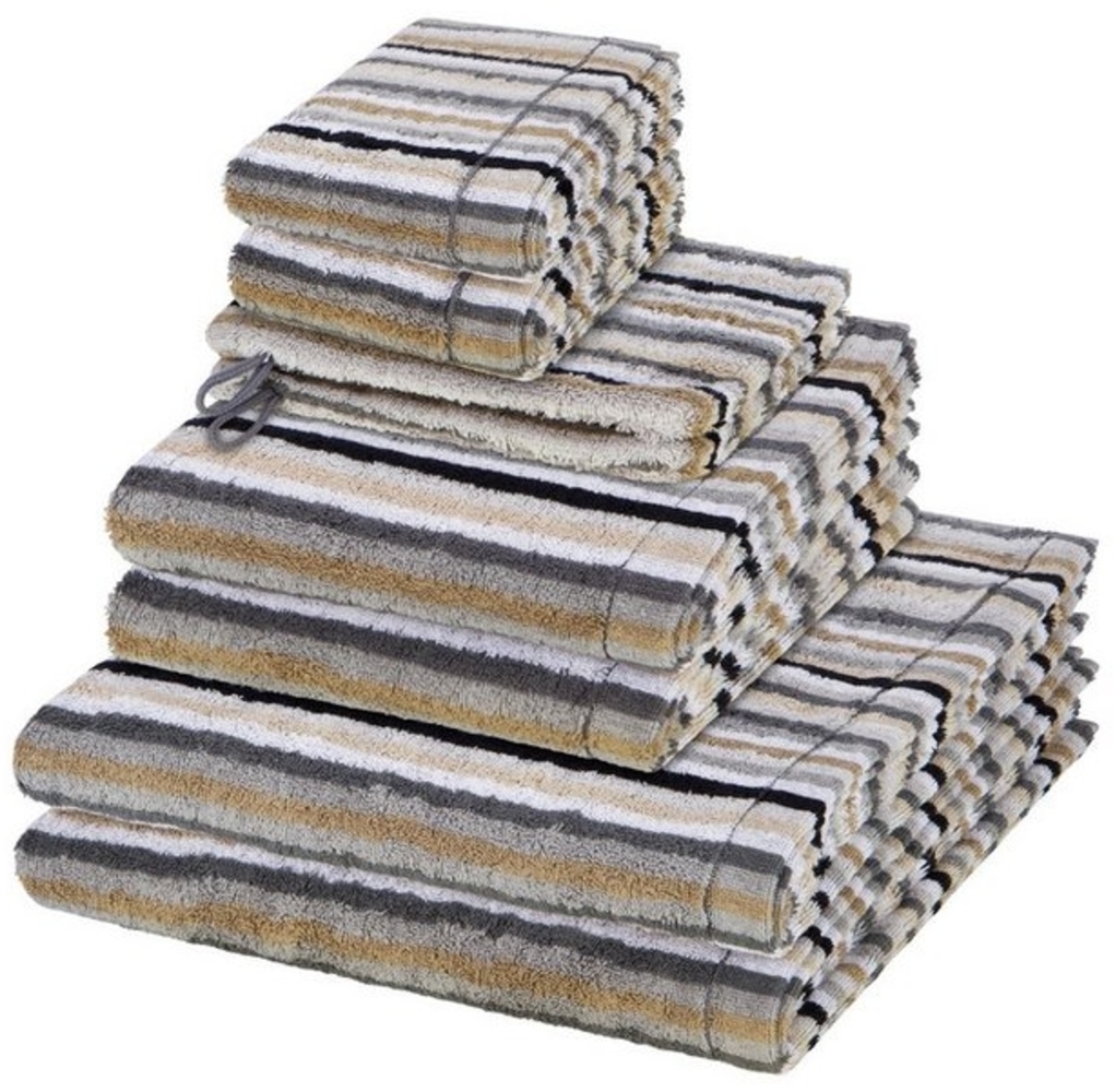 Cawö Lifestyle 8 tlg. Frottier-Set - 2 X Handtuch (50 X 100cm), 2 X Duschtuch (70 X 140cm), 2 X Gästetuch (30 X 50cm), 2 X Waschhandschuh (16 X 22cm) - 512 g/m2 - Kiesel Bild 1