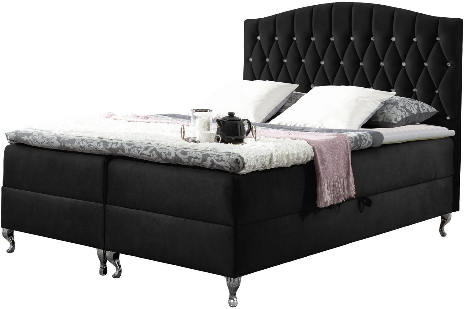 Boxspringbett Sekawa, Schwarz Bild 1