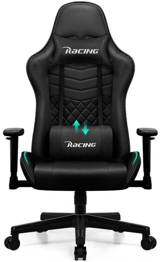 Hiazurm Gaming-Stuhl Gaming Stuhl, Bürostuhl Ergonomisch Wippfunktion bis zu 170° (Gaming Chair mit gepolsterten Armlehnen, 8 cm Höhenverstellung), Verstellbarem Lenden- & Kopfkissen, Gamer Stuhl 150kg Belastbarkeit Bild 1