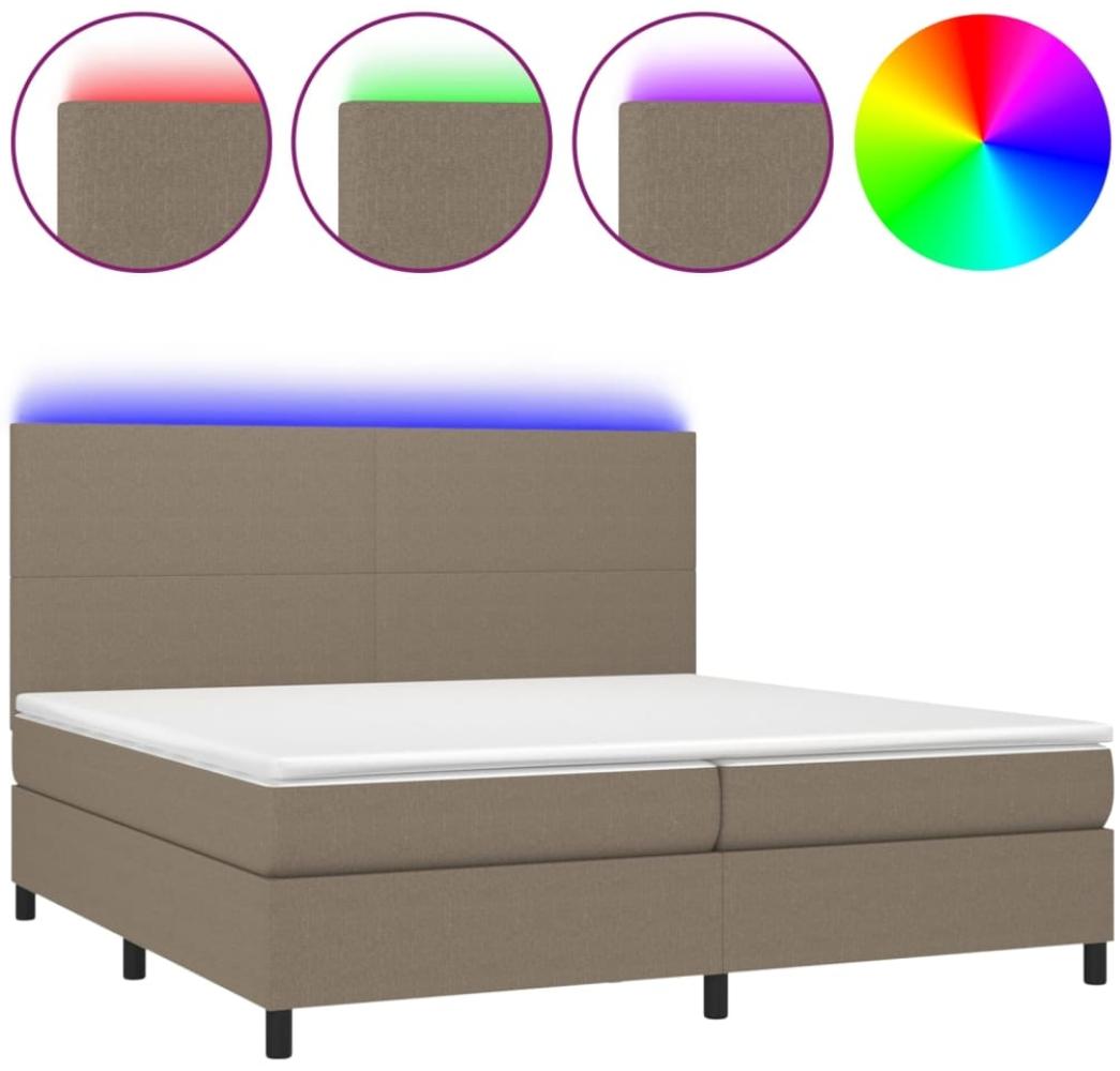vidaXL Boxspringbett mit Matratze & LED Stoff Taupe 200x200 cm, Härtegrad: H2 [3134745] Bild 1