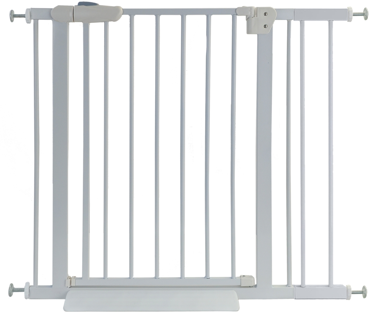 Treppenschutzgitter Absperrgitter weiß ohne Bohren Auto-Close + Rampe 88-99cm Bild 1