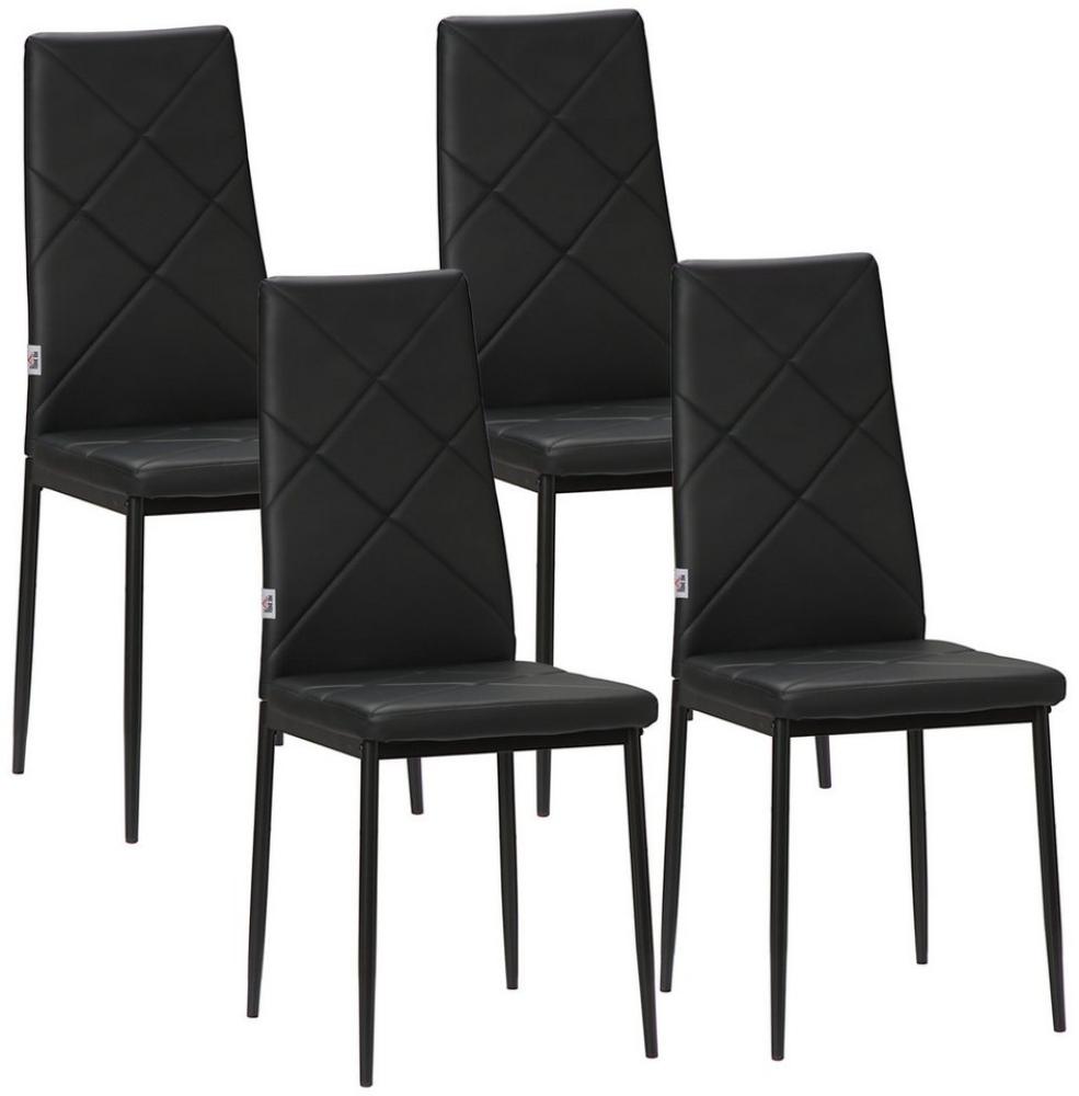 HOMCOM Esszimmerstuhl 4er-Set Stühle, Essstuhl, Polsterstuhl mit Stahlbeine (Küchenstühle, 4 St), für Esszimmer, Küche, Schwarz Bild 1