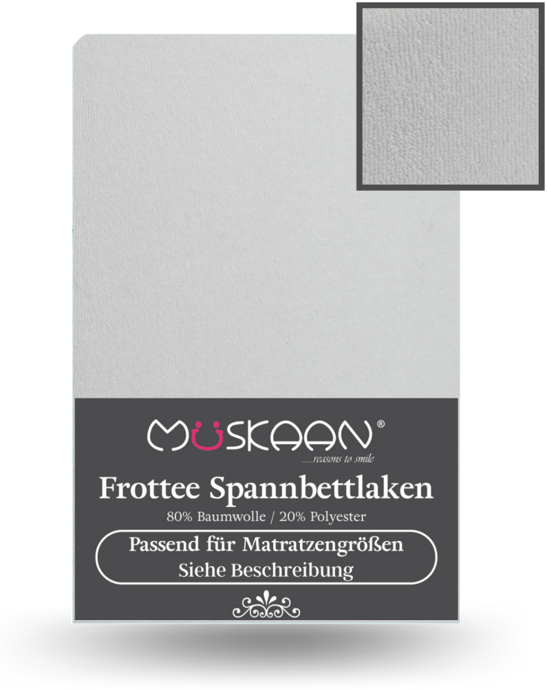 Müskaan - Frottee Spannbettlaken 180x200 cm - 200x220 cm + 40 cm Boxspringbett Laken weiß Bild 1