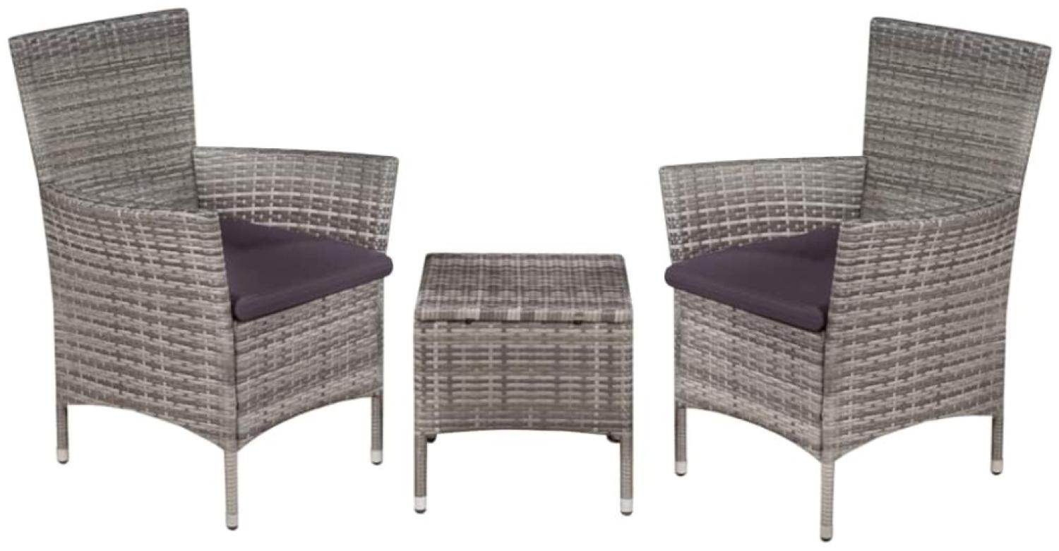 vidaXL 3-tlg. Bistro-Set Poly Rattan Grau 44095 Bild 1