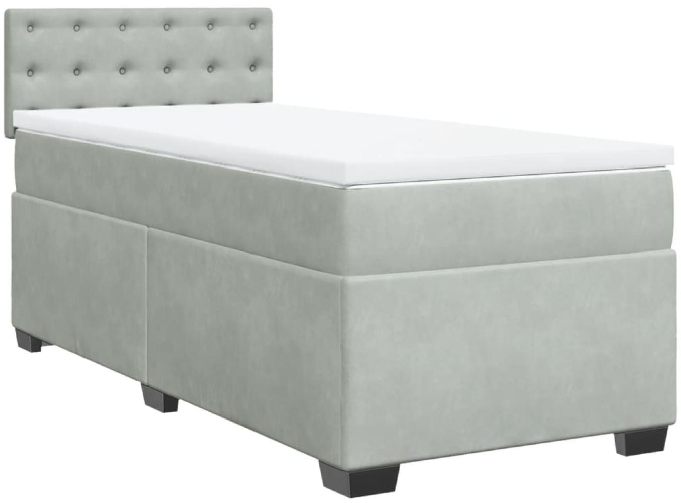 vidaXL Boxspringbett mit Matratze Hellgrau 90x190 cm Samt 3286186 Bild 1