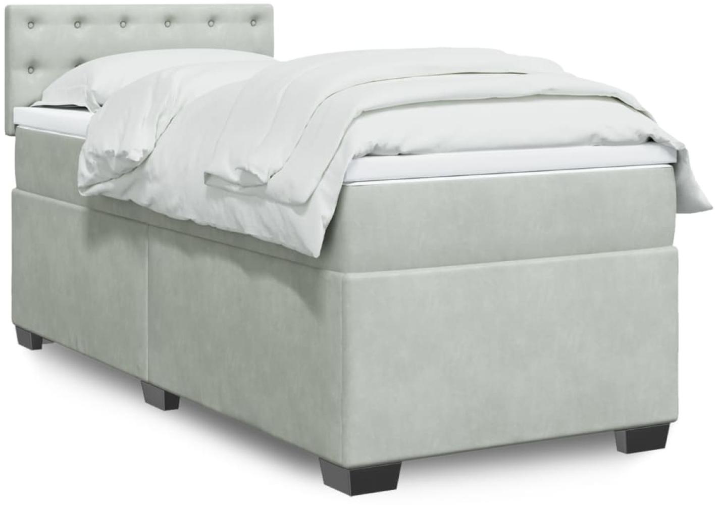 vidaXL Boxspringbett mit Matratze Hellgrau 90x190 cm Samt 3286186 Bild 1