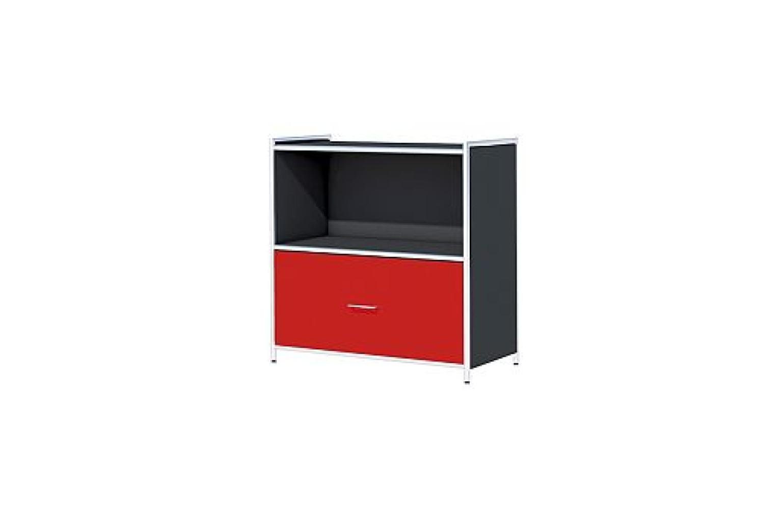 Sideboard mit Schubfach Artline, 80x38x78cm, Weiß / Rot Bild 1