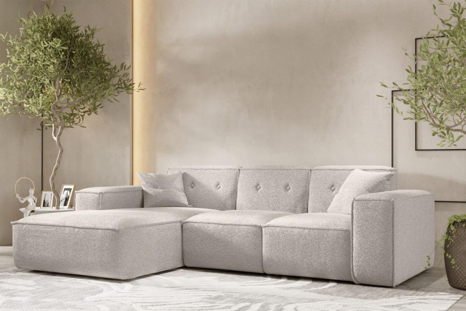 Ecksofa Designersofa CESINA Stoff Ascot Bukla Creme Ottomane Links Bild 1