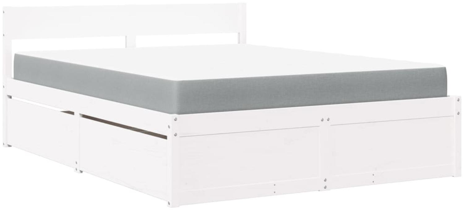 vidaXL Bett mit Schubladen und Matratze Weiß 160x200 cm Massivholz 3281893 Bild 1