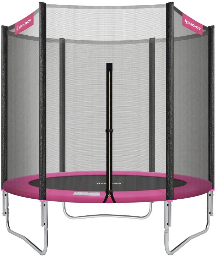 Songmics Trampolin mit Sicherheitsnetz, gepolsterten Stangen, schwarz-pink, Ø 183 cm Bild 1