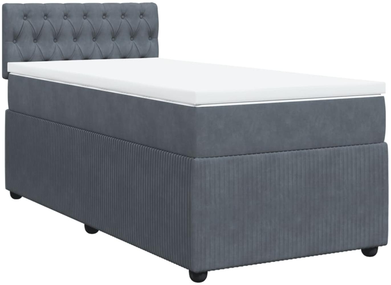 vidaXL Boxspringbett mit Matratze Dunkelgrau 90x200 cm Samt 3287645 Bild 1