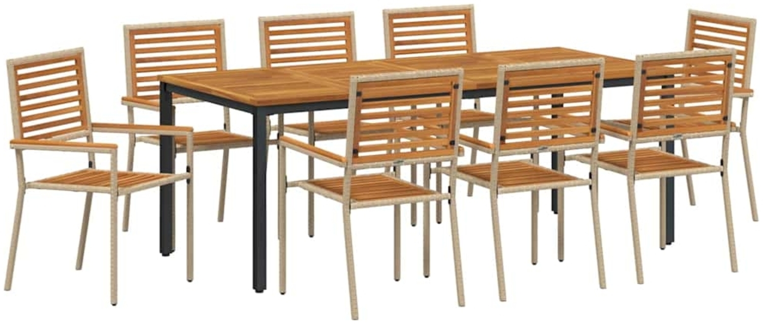 vidaXL Garten Essgruppe 9 pcs Beige Poly-Rattan 3365510 Bild 1