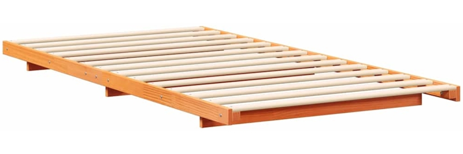 vidaXL Bodenbettgestell Wachsbraun 100 x 200 cm Massivholz Kiefer 873087 Bild 1