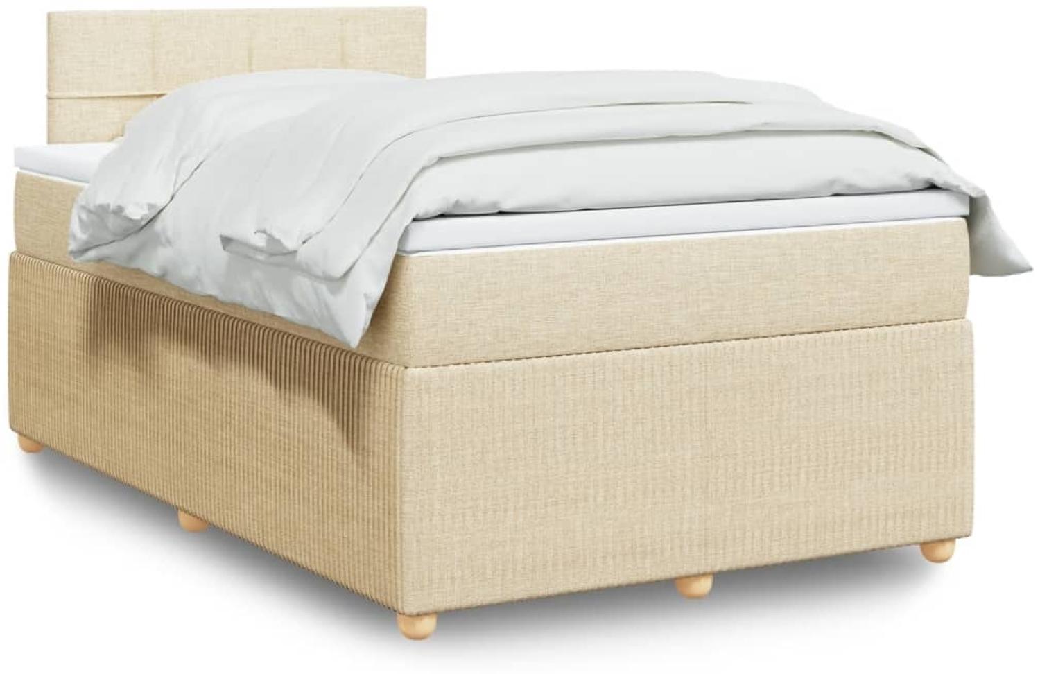 vidaXL Boxspringbett mit Matratze Creme 120x200 cm Stoff 3289728 Bild 1