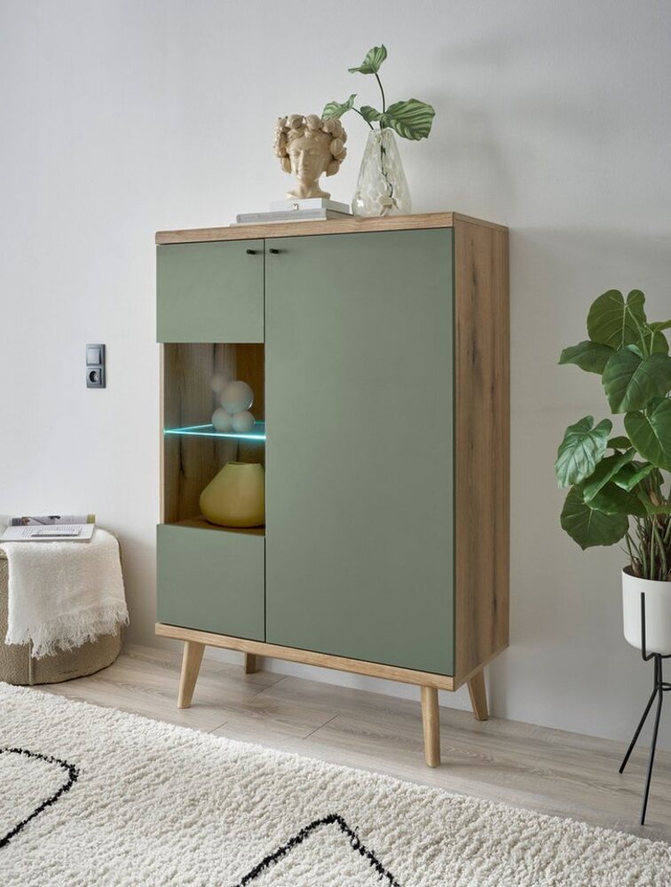 INOSIGN Vitrine MAVAS in moderner Trendfarbe, Giffe aus Metall (Schwarz), Höhe 134 cm Bild 1