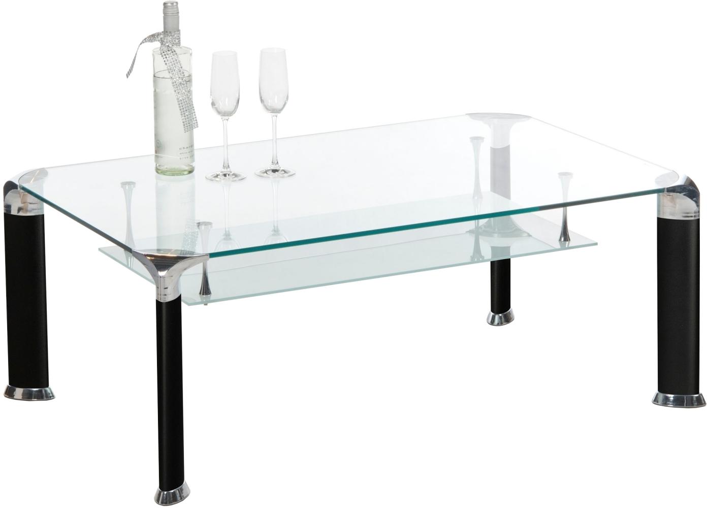 Alberto Couchtisch: Modernes Design aus Sicherheitsglas & Metall, 100x42x60cm, mit 2 Ablagen, Einfach zu montieren, Stilvoll & Praktisch Bild 1