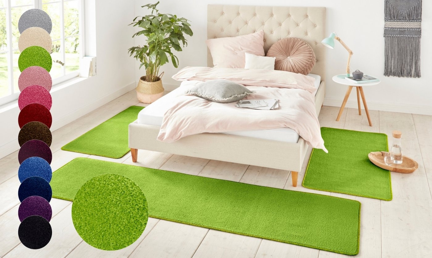 Bettumrandung Nasty Floor | Bettvorleger 3er Set - grün - 70x140/70x140/70x240 cm Bild 1