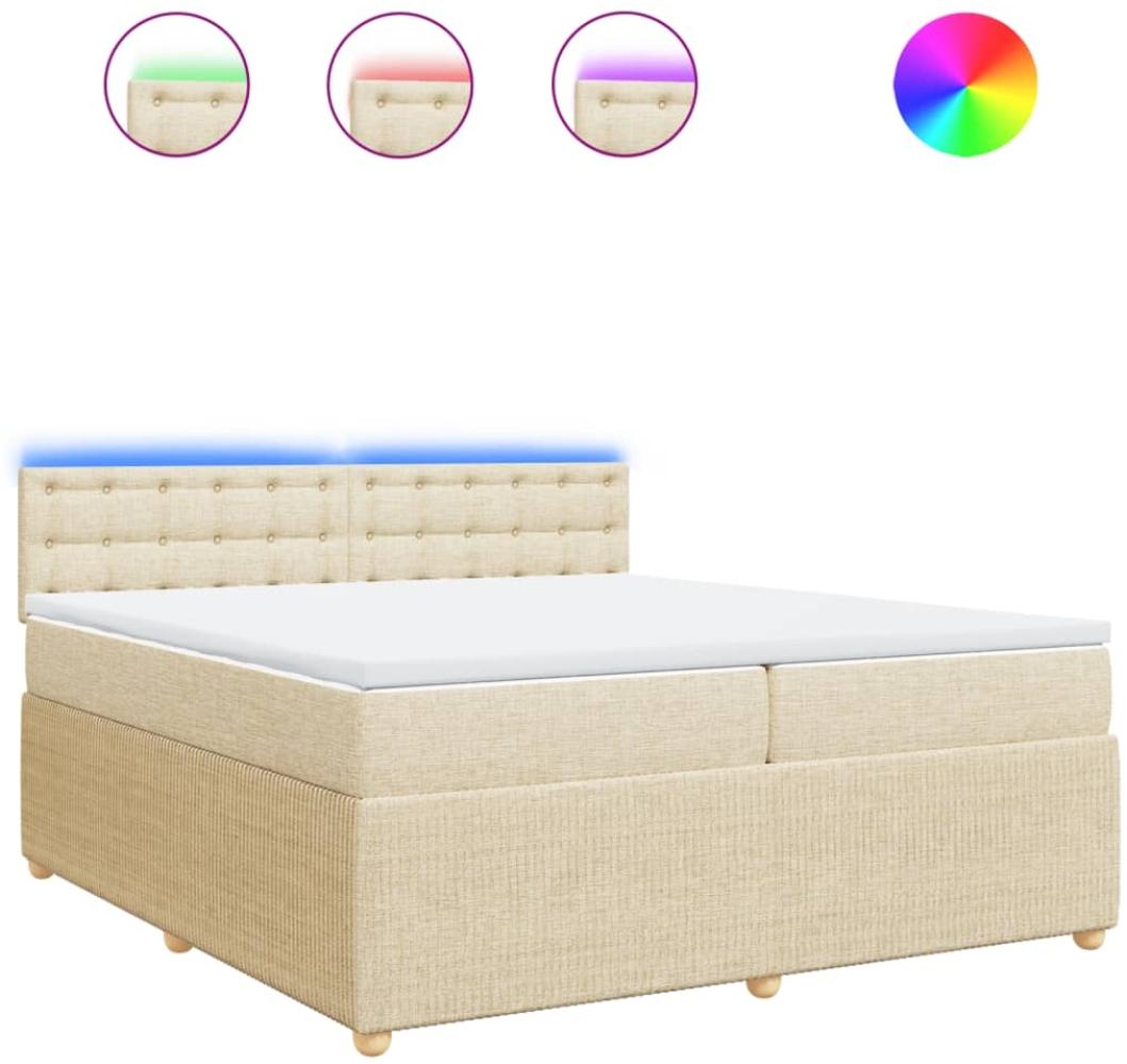 vidaXL Boxspringbett mit Matratze Creme 200x200 cm Stoff 3289882 Bild 1