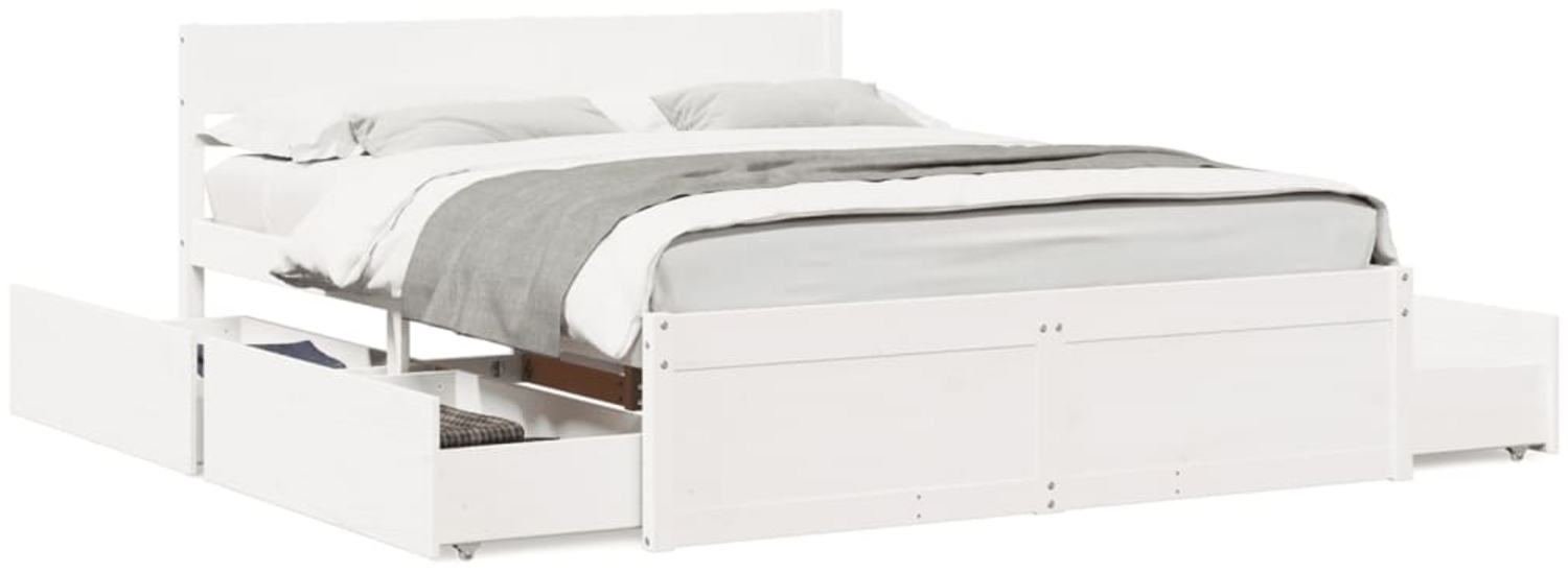 vidaXL Massivholzbett ohne Matratze Weiß 150x200 cm Kiefernholz 3282346 Bild 1