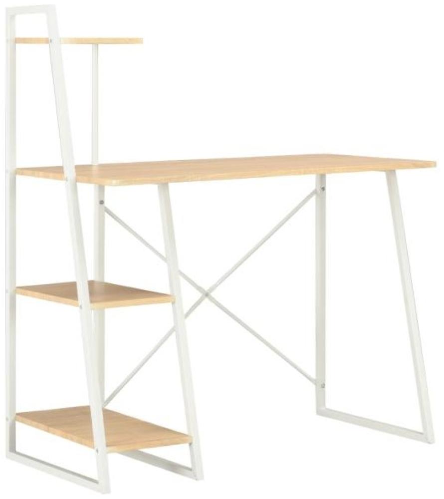 Schreibtisch mit Regaleinheit, Weiß/ Eiche 102 × 50 × 117 cm Bild 1