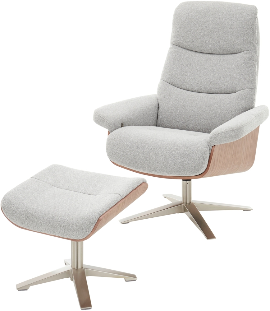 Amasra Loungesessel inkl. Hocker - LAKE slate grey / Edelstahloptik / walnuss Bild 1