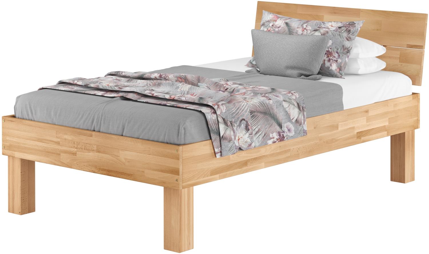 Erst-Holz Einzelbett Buche 120x220 für XXL Massivholz hohes Seniorenbett inkl. Federholzrahmen 60. 81-12-220 FV Bild 1