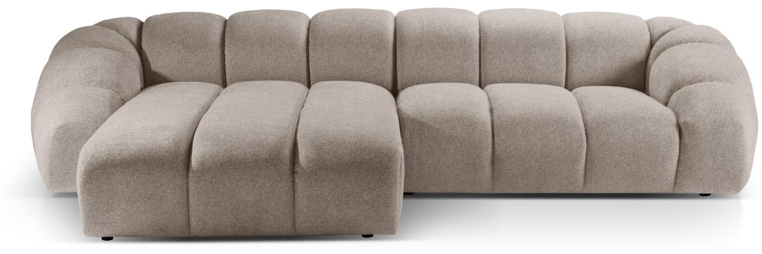 Micadoni Ecksofa Diana 4-Sitzer Links Strukturierter Samtstoff Dunkelbeige Bild 1