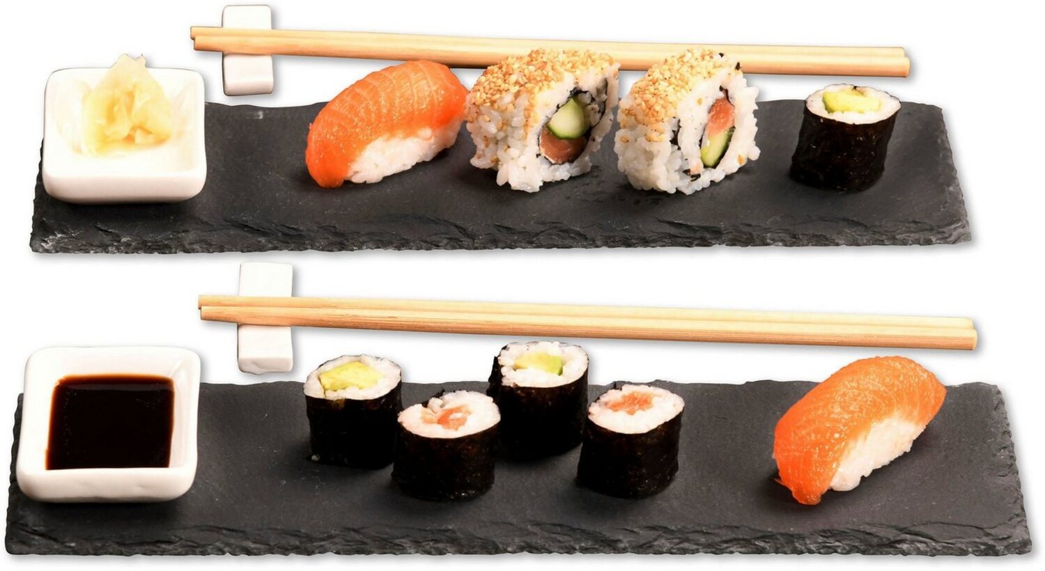 8 tlg. Schiefer-Servierplatten-Set - Sushi für 2 Personen Bild 1