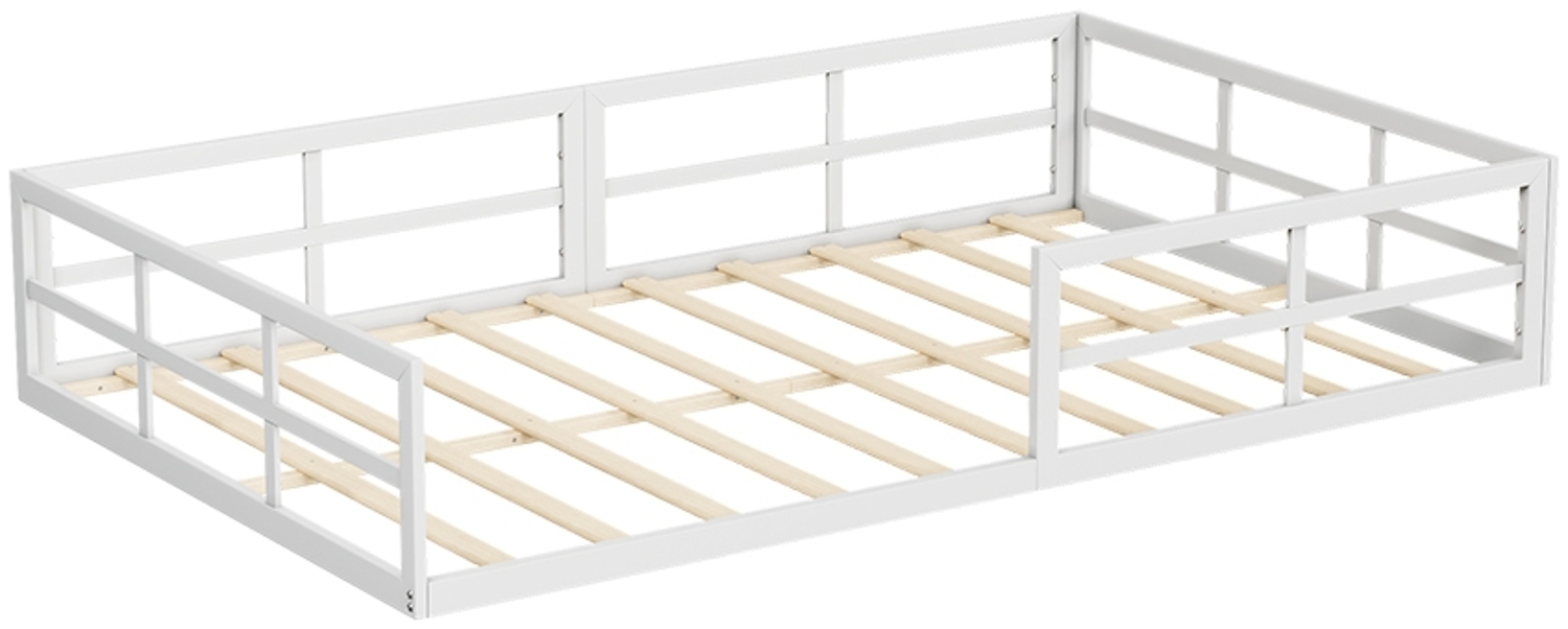 Bodenbett aus Metall Minno Weiß 205 x 125 cm ohne Matratze Vitalispa Bild 1