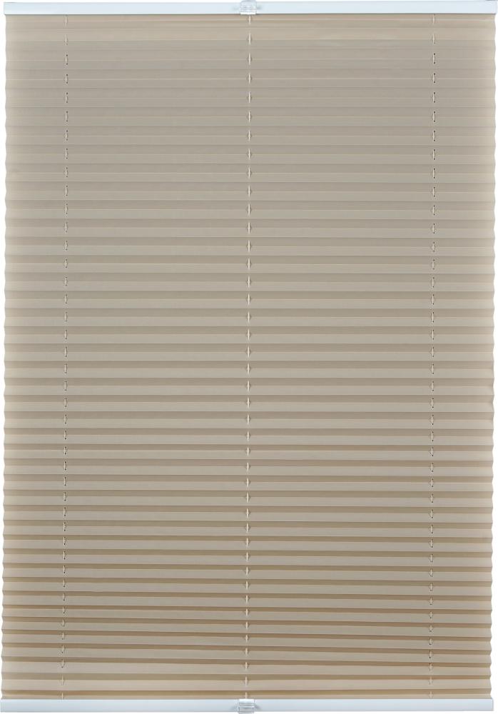 ondeco Plissee ohne Bohren mit Klemmträger viele Farben, Sonnenschutz für Fenster innen, Lichtschutz und Blickdicht, Plissee klemmfix Faltrollo Sichtschutz für Tür - Beige - 120x130 cm Bild 1