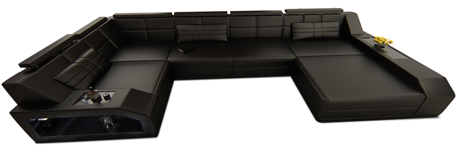 Sofa Dreams 'Arezzo U' Wohnlandschaft, 86 x 198 x 371 cm, Schwarz, Ledermix, Rechts Bild 1