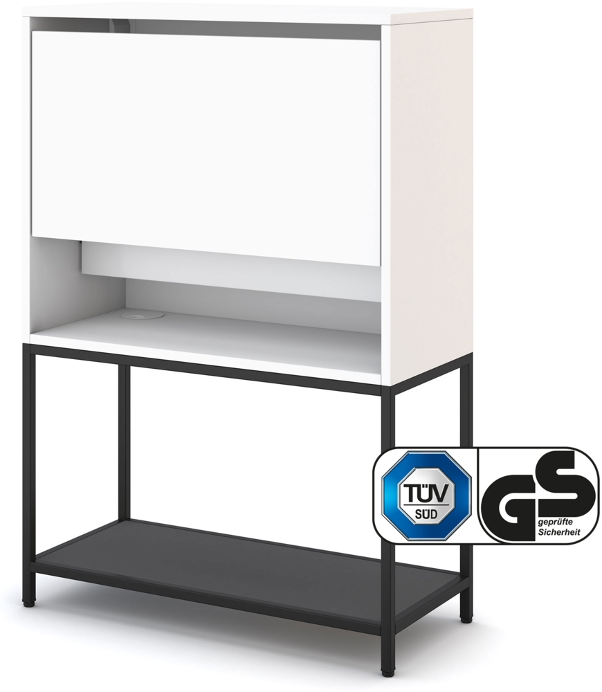 ASSMANN Sekretär Cubas Basic Weiß-Schwarz 80x36x116cm Metall Holz Bild 1