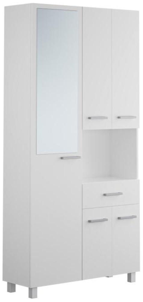 Vente-unique - Badezimmerschrank mit Füßen und Spiegel - 180 cm - Weiß - MINELA Bild 1