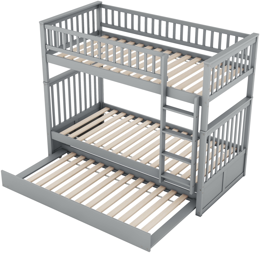 ComfortXL Etagenbett mit Ausziehbett-O0918, Massivholz, Grau, 205x95x160cm Bild 1