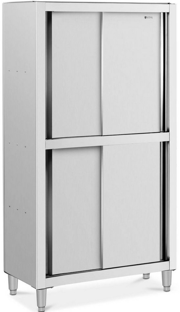 Royal Catering Vorratsschrank 100 x 50 x 180 cm Geschirrschrank Edelstahl Hochschrank Schiebetüren Bild 1