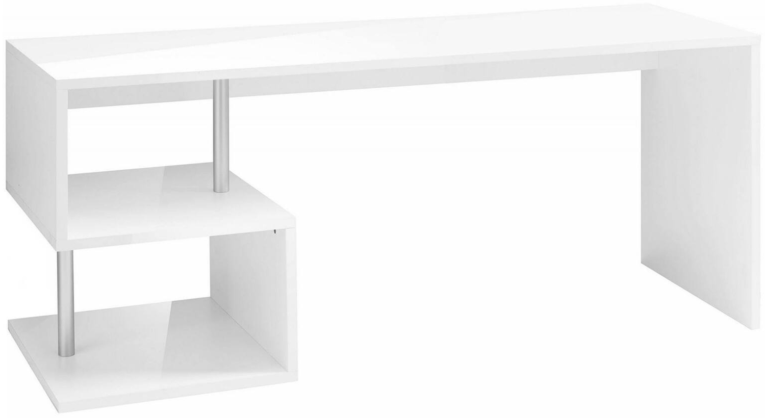 Dmora Schreibtisch Poseidone, linearer PC-Schreibtisch, Mehrzweck-Bürotisch, platzsparender Schreibtisch mit mehreren Positionen, 100 % Made in Italy, 180 x 60 x 78 cm, glänzendes Weiß Bild 1