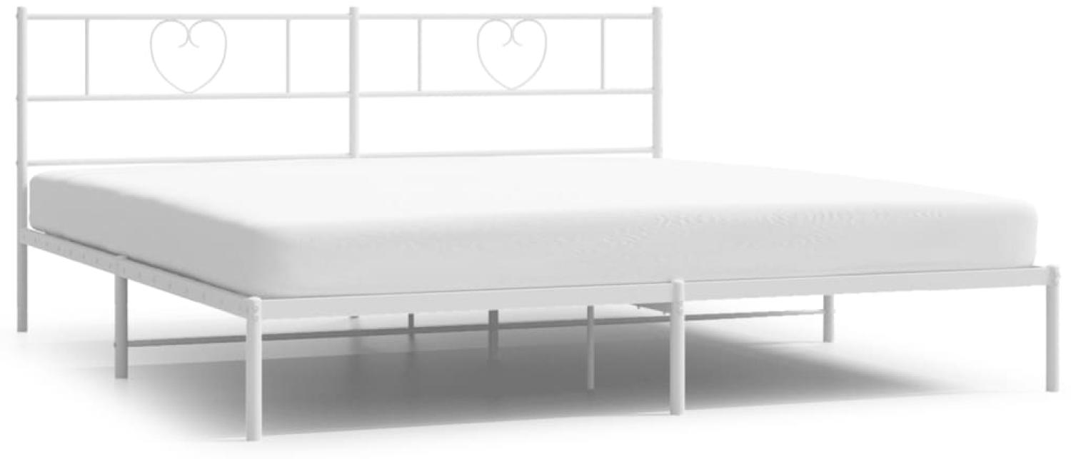 vidaXL Bettgestell mit Kopfteil Metall Weiß 193x203 cm 355518 Bild 1