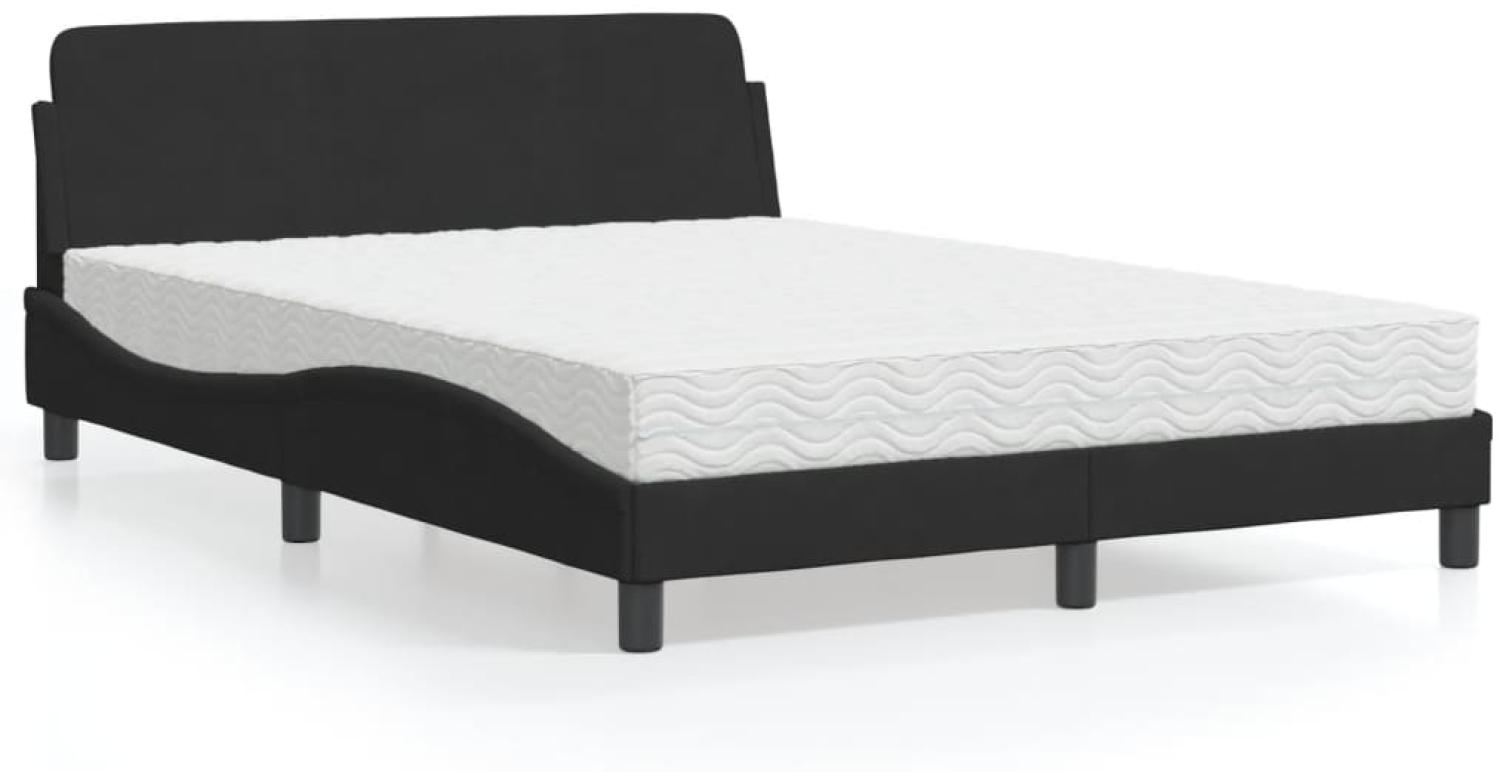 vidaXL Bett mit Matratze Schwarz 140x190 cm Samt 3208393 Bild 1