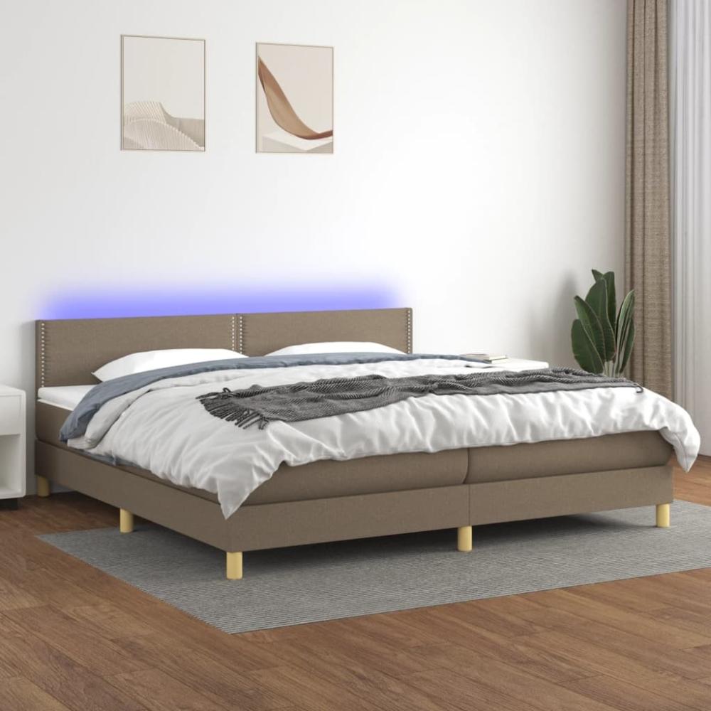 Polsterbett mit Matratze & LED Stoff Taupe 200x200 cm, Härtegrad: H2 [3133665] Bild 1